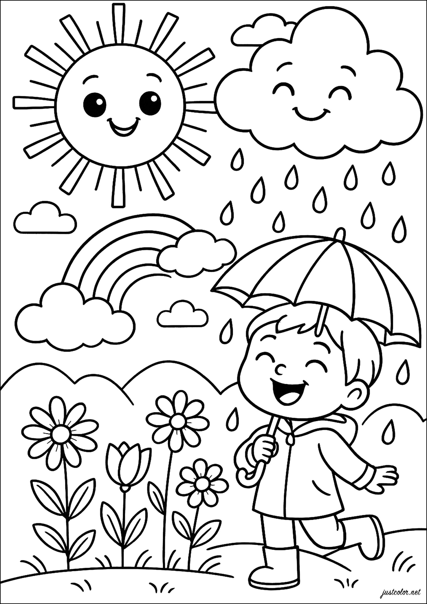 Un Ni o Alegre Bajo La Lluvia P ginas De Rainy Day Para Imprimir Un Ni o Alegre Bajo La Lluvia P ginas De Rainy Day Para Imprimir