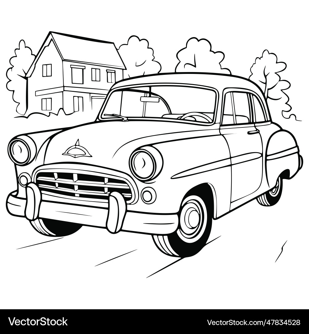 Vintage Car Coloring Page Royalty Free Vector VectorStock Vintage Car Coloring Page Royalty Free Vector VectorStock