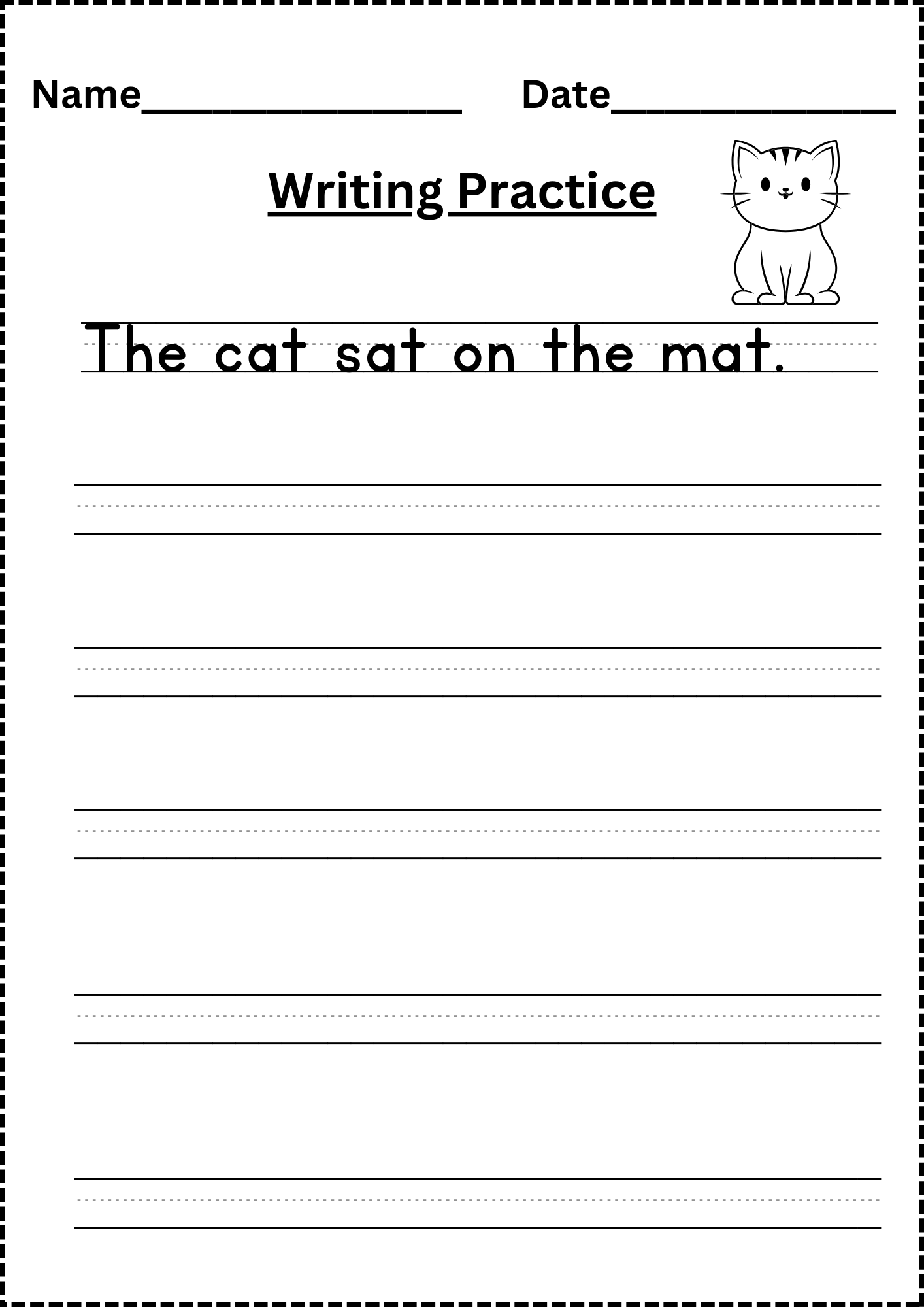 writing practise for kindergarten